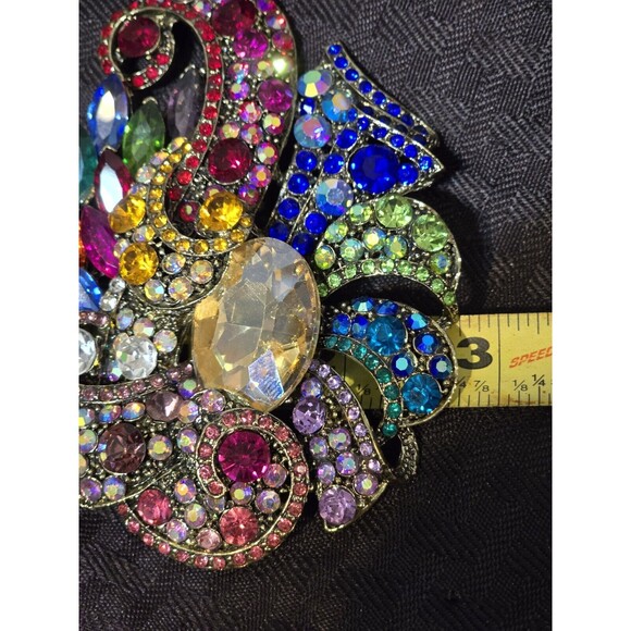 Vintage Large Multicolored Rhinestone Decorative Statement Brooch- Rare... - Picture 4 of 6